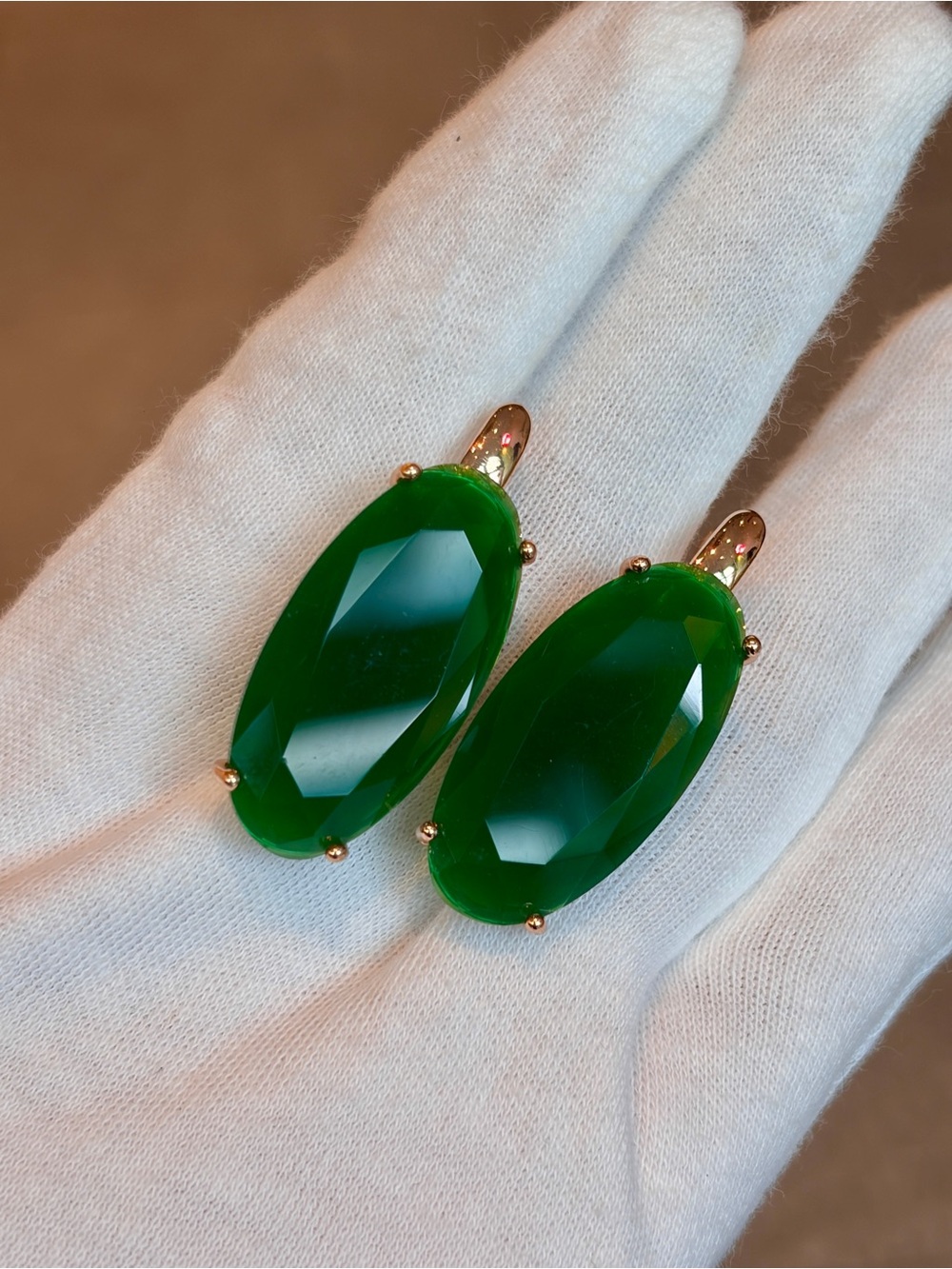 New Rose Gold Plated Oval Stimulated Onyx Luxury Cocktail S925 Drop Earrings